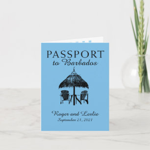 Barbados Light Blue Wedding Passport Einladung