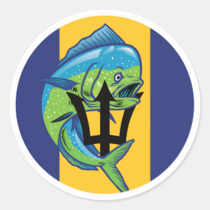 Barbados Mahi-mahi Barbadian Nationale Tierflagge Runder Aufkleber