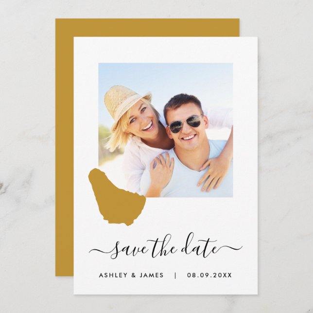Barbados Map Foto Wedding Save the Date Card (Vorne/Hinten)