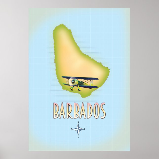 Barbados Map Vintage Reiseplakat. Poster (Vorne)