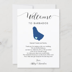 Barbados Map Wedding Welcome Letter Tour Karte