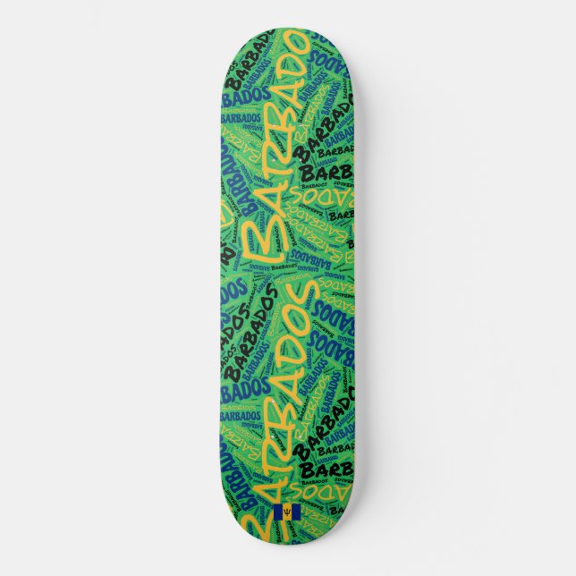 Barbados Nationalstolz Wordcloud Skateboard (Vorderseite)