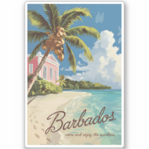 Barbados Painterly Travel Art Vintag Aufkleber