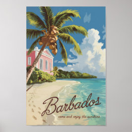 Barbados Painterly Travel Art Vintag Poster