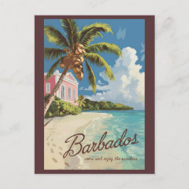 Barbados Painterly Travel Art Vintag Postkarte