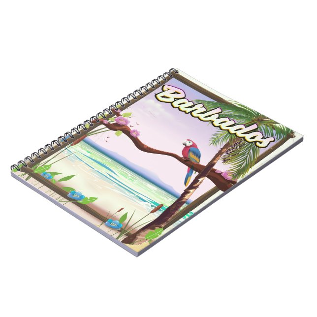 Barbados Parrot Landscape Reiseplakat Notizblock (Linke Seite)