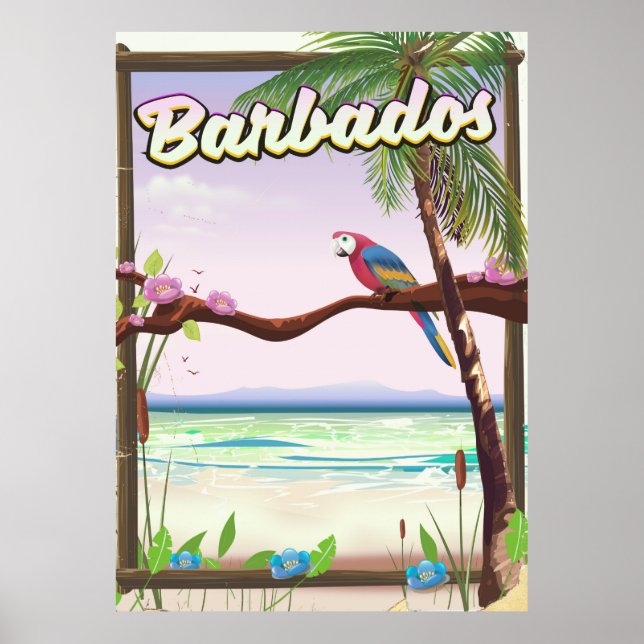 Barbados Parrot Landscape Reiseplakat Poster (Vorne)