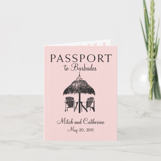 Barbados Passport Hochzeit Einladung (Vorderseite)