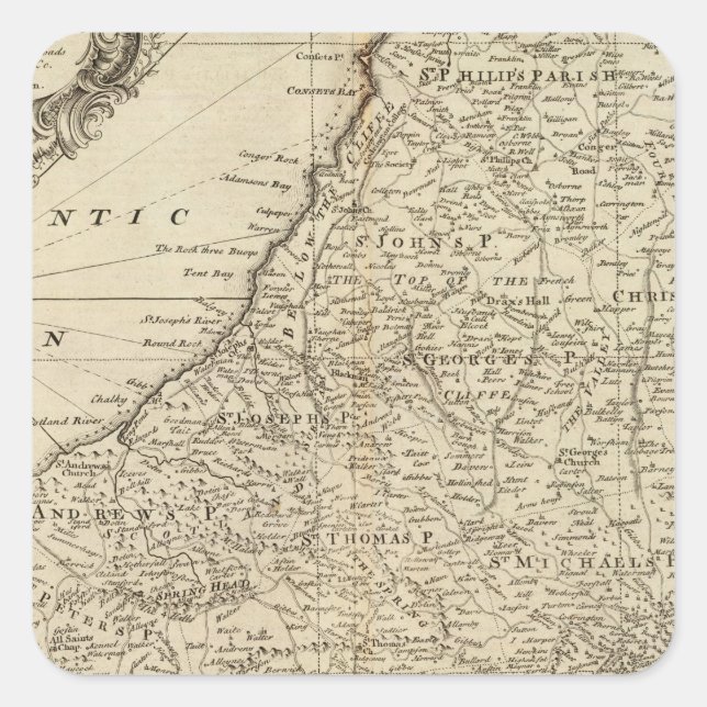 Barbados Quadratischer Aufkleber (Vorderseite)