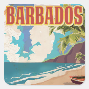 Barbados-Reiseplakat Quadratischer Aufkleber