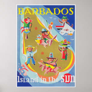 Barbados Retro Vintage Travel Poster