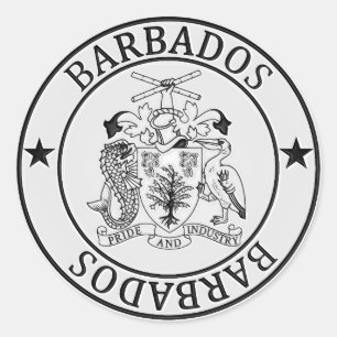 Barbados Round Emblem Runder Aufkleber