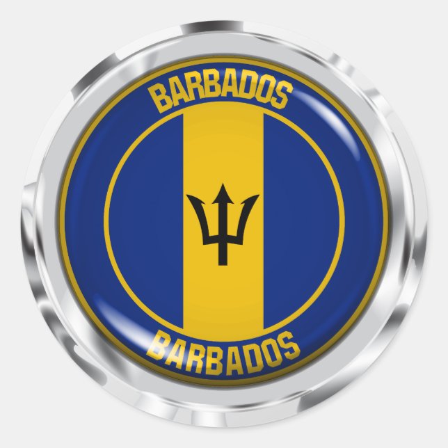 Barbados Round Emblem Runder Aufkleber (Vorderseite)
