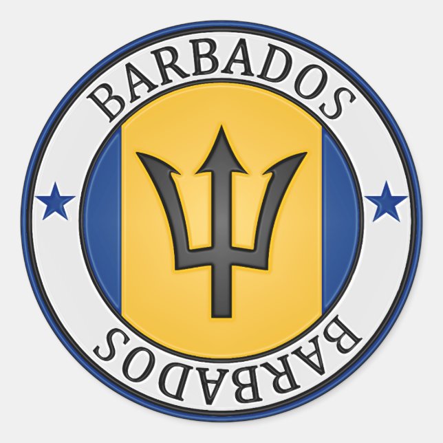 Barbados Round Emblem Runder Aufkleber (Vorderseite)
