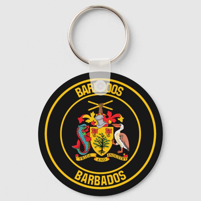 Barbados Round Emblem Schlüsselanhänger (Vorderseite)