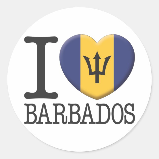 Barbados Runder Aufkleber (Vorderseite)