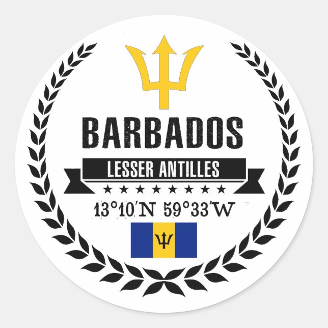 Barbados Runder Aufkleber (Vorderseite)