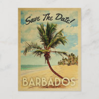 Barbados Save the Date Vintag Beach Palm Tree