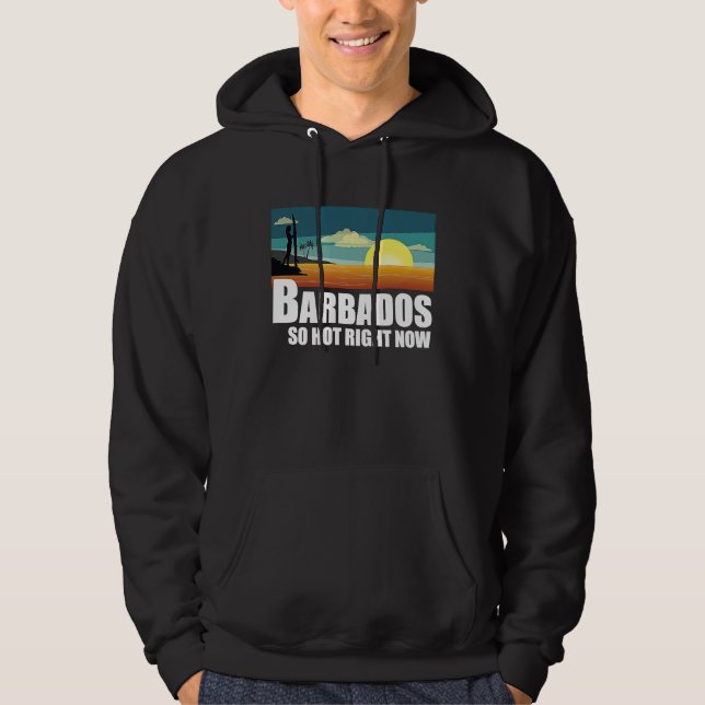 Barbados  so hot right now Retro Travel Beach Vaca Hoodie (Vorderseite)