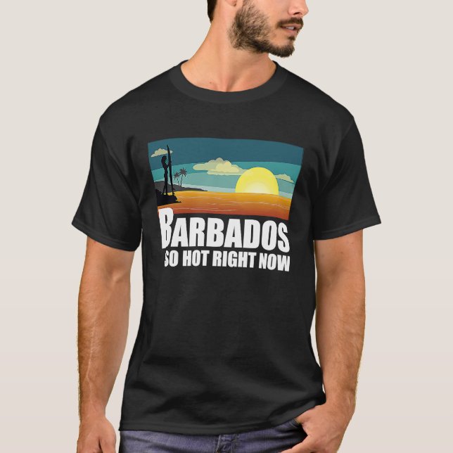 Barbados  so hot right now Retro Travel Beach Vaca T-Shirt (Vorderseite)