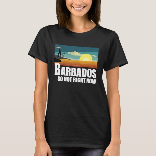 Barbados  so hot right now Retro Travel Beach Vaca T-Shirt (Vorderseite)