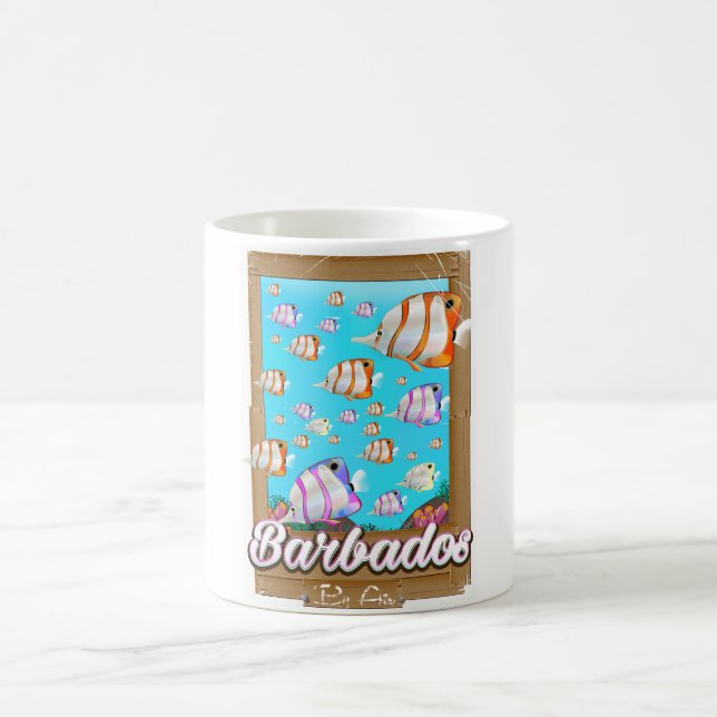 Barbados Tropical Fish Reiseplakat Kaffeetasse (Mittel)