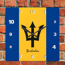 Barbados-Uhr, patriotische Zuhause, Barbados-Flagg Quadratische Wanduhr