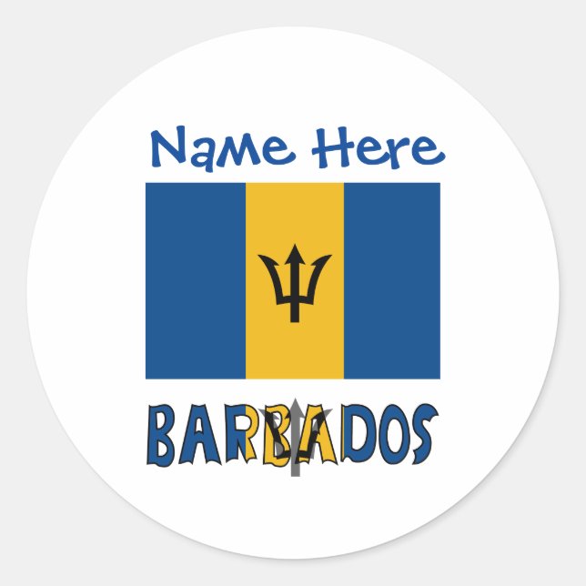 Barbados und Barbadian Flag Blue Personalization Runder Aufkleber (Vorderseite)