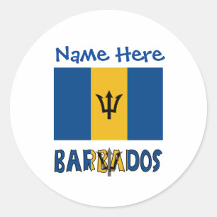 Barbados und Barbadian Flag Blue Personalization Runder Aufkleber