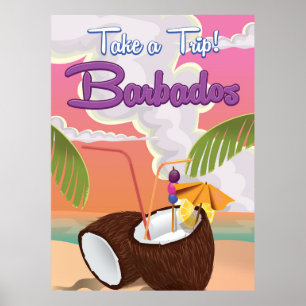 Barbados Urlaub Karikatur Reiseplakat Poster