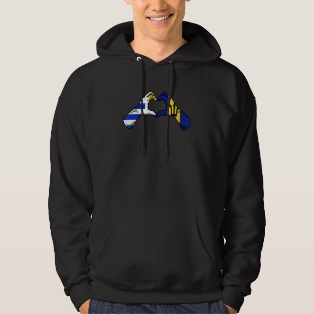 Barbados Uruguay Flag Barbadian Uruguayan Heart Hoodie (Vorderseite)