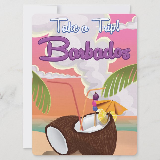 Barbados Vacation Cartoon Reiseplakat Einladung (Vorderseite)