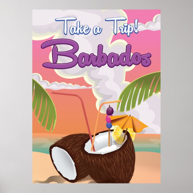 Barbados Vacation Cartoon Reiseplakat Poster (Vorne)