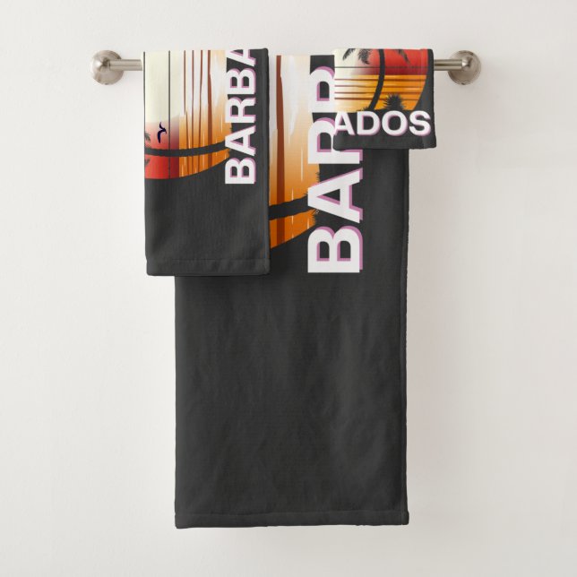 Barbados Vintag Palm Trees Summer Beach Badhandtuch Set (Insitu)