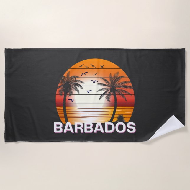 Barbados Vintag Palm Trees Summer Beach Strandtuch (Vorderseite)
