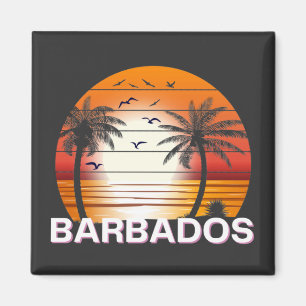 Barbados Vintage Palmen Sommer Strand Magnet