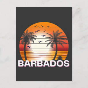 Barbados Vintage Palmen Sommer Strand Postkarte