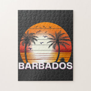 Barbados Vintage Palmen Sommer Strand Puzzle