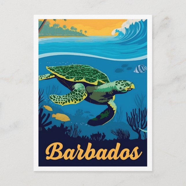 Barbados Vintage-Reise  Postkarte (Vorderseite)