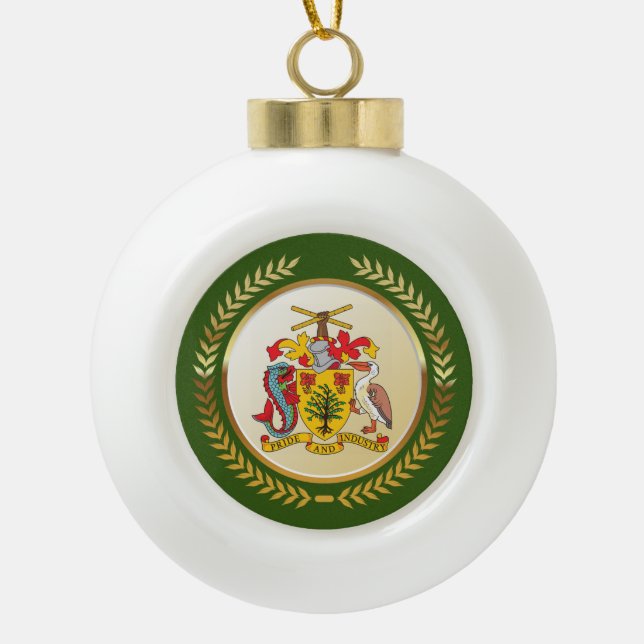 Barbados-Wappen Keramik Kugel-Ornament (Vorderseite)