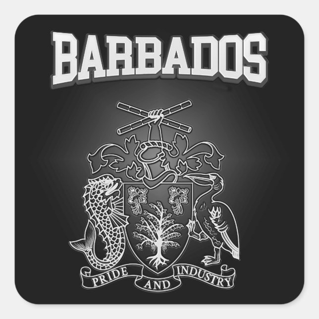 Barbados-Wappen Quadratischer Aufkleber (Vorderseite)