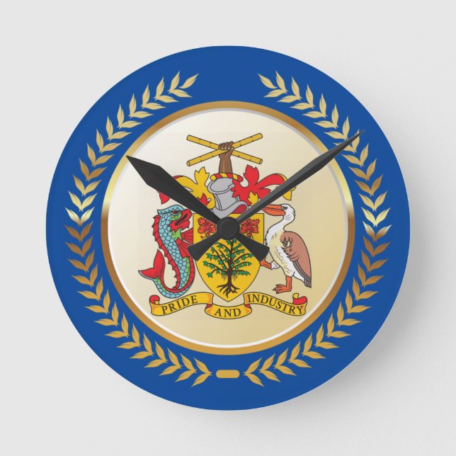 Barbados-Wappen Runde Wanduhr (Vorderseite)