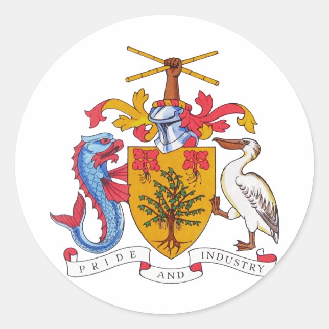 Barbados-Wappen Runder Aufkleber (Vorderseite)