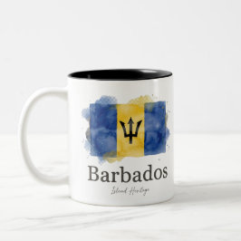 Barbados-Wasserfarbenflagge | Karibisches Erbe Zweifarbige Tasse