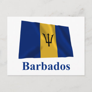 Barbados Waving Flag mit Namen Postkarte
