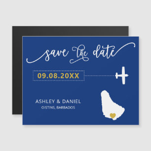 Barbados Wedding Save the Date Card, Map Magneteinladung