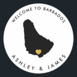 Barbados Wedding Welcome Stickers, Gefallen Runder Aufkleber<br><div class="desc">Verwenden Sie diesen Aufkleber,  um die Begrüßungstaschen oder die Leckereien für Ihre Gäste aus der Stadt zu kennzeichnen und sie in Barbados willkommen zu heißen!</div>