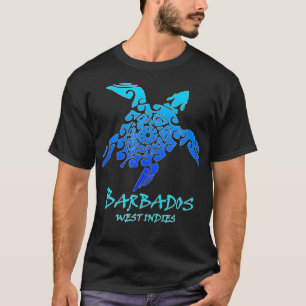 Barbados West Indies Vintage Retro Tribal Turtle V T-Shirt