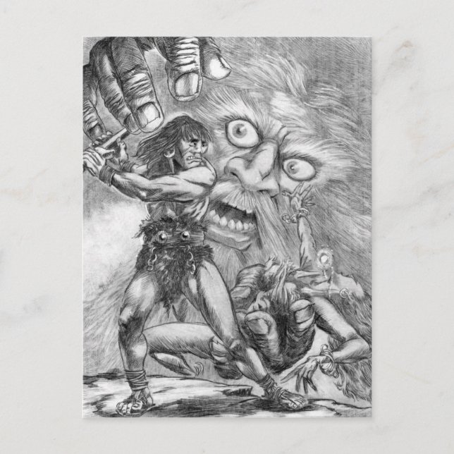 Barbar gegen Zauberer; das Schwert wird sich durch Postkarte (Vorderseite)