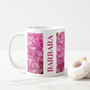 "Barbara" Elegant Pink Hydrangea Blumenschrift Kaffeetasse